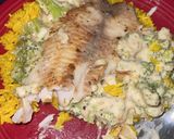 A picture of step 5 of Alfredo Sauce w/ Tilapia 🐟🥦.
