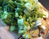 A picture of step 1 of Leeks and cabbage with chorizo and apple.