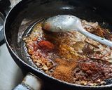 A picture of step 6 of Chettinad masala mutton curry.