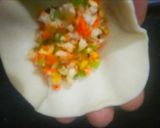 A picture of step 4 of Momos with Corn and Veggies stuffing.