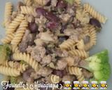 A picture of step 5 of Fusilli with Broccoli, Sausage, and Black Olives.