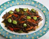 Foto langkah ke 8 dari resep Oseng Pedas Teri Petai Saos Tiram.