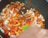 A picture of step 7 of Soya Chunks Capsicum & Onion Curry soyabeena badi ki sabji.