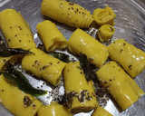 A picture of step 7 of Gujarati khandvi.