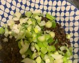 A picture of step 2 of Smokey lentils with roasted veg.