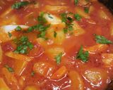 A picture of step 4 of Baccalà alla livornese.