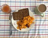 A picture of step 5 of Nduja scrambled eggs.
