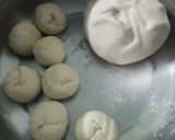 A picture of step 2 of Momo with keema filling.