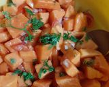 A picture of step 1 of Papaya salsa.