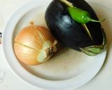 A picture of step 1 of Stuffed Eggplant-Mediterranean Style.