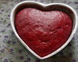 A picture of step 6 of Heart shape red velvet cake.