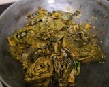 A picture of step 5 of Arbi Patra(Aloo Wadi).