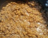 A picture of step 2 of Beans and Burger with Onions.