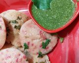 A picture of step 4 of Beetroot Masala Idlis.