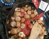 A picture of step 3 of My Italian inspired Sausage Pasta. 💜.