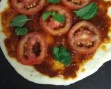 A picture of step 5 of Tomato Basil Thin Crust Pizza.