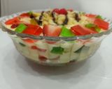 A picture of step 5 of 3 layered~Custard Fruit trifle.
