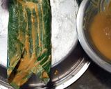A picture of step 4 of Arbi leaves pakoda/ fritters.