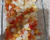 A picture of step 1 of Mango, chocolate, strawberry trifle.