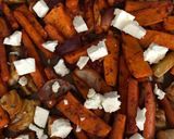 A picture of step 5 of Roasted vegetables: the rose harissa mix.
