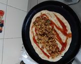 A picture of step 4 of Keema kathi roll.