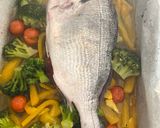 Foto del paso 3 de la receta: Dorada al horno con jamón y cama de verduritas