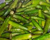 A picture of step 1 of Karahi bhindi.