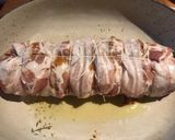 A picture of step 5 of Monkfish Roast Wrapped in Bacon with Red and White Wine Bordelaise Sauces.