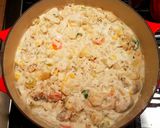 A picture of step 8 of Mike's Creamy Stacked Seafood Chowder.