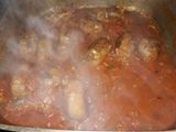 Puré de papa con salsa blanca de verdeo y salsa con chorizo