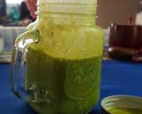 Frozen banana, raw oats, almond milk, and moringa smoothie