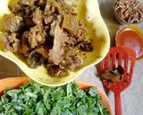 A picture of step 1 of Edika-Ikong soup.