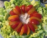 Une image de l'étape 4 de Salade sucrine aux tomates bicolores et oignon de roscoff.