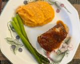 Foto del paso 20 de la receta: COSTILLAS BBQ con puré de camote y espárragos