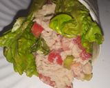 A picture of step 4 of Swiss garlic n herb tuna wrap.