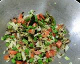 A picture of step 3 of Rava/ Semolina Upma with Winter Veggie and Chutney.