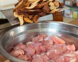 A picture of step 3 of One Pot Rice Cooker Chinese Recipe- Chicken, Shiitake Mushrooms, Chinese Sausage.
