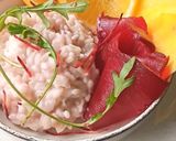 Une image de l'étape 2 de Risotto au lait de coco betteraves rouge et jaune, orange.