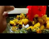 A picture of step 8 of Poi chingudi curry (Prawns cooked with basella and vegetables).