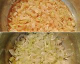 Foto del paso 5 de la receta Canelones rellenos de puerros y langostinos con bechamel de romesco