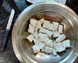 A picture of step 1 of Coconut Paneer.