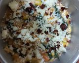 A picture of step 2 of Spinach/ corn with white sauce baked.