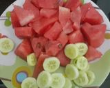 A picture of step 1 of Watermelon and cucumber juice.