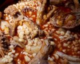 Falusi tarhonyás csirke, aprólékból recept fázis 3 fotója