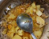 A picture of step 2 of Creamy Banana stem curry.