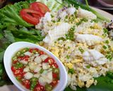 รูปขั้นตอนการทำที่ 3 ของ ข้าวผัดไข่ใส่ปลาหมึก