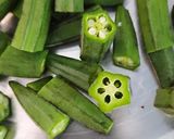 A picture of step 1 of Bhindi Masala.