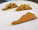 A picture of step 20 of WorkShop Spinach chatpata with muhammara dip.