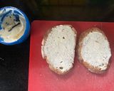 A picture of step 1 of Cheesy Chilli Scrambled Egg sandwich with Darjeeling Tea.