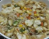 A picture of step 1 of Sweet corn veg and egg drop fried rice.